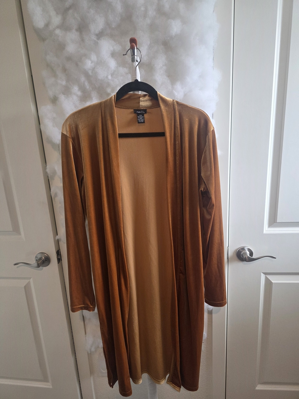 Rue21 Long Open-Front Velvet Duster Jacket - Golden